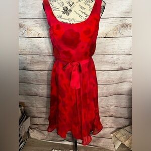 Vintage Saks Fifth Avenue Cocktail Dress Chiffon Sleeveless ILGWU Bow Flouncy